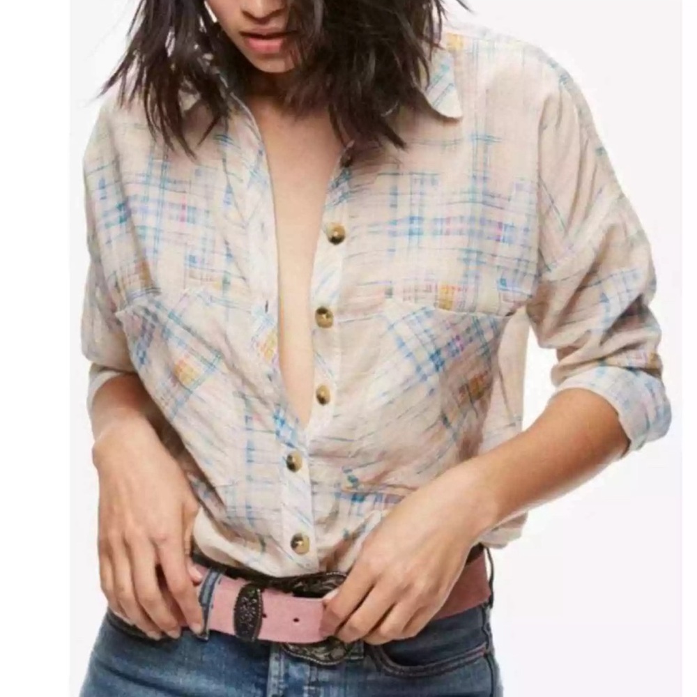 Free People Shore Vibes Cotton Printed‎ Ivory, Size S